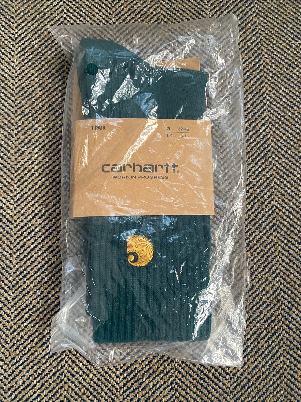 Carhartt Green Crew Socks with Gold Label